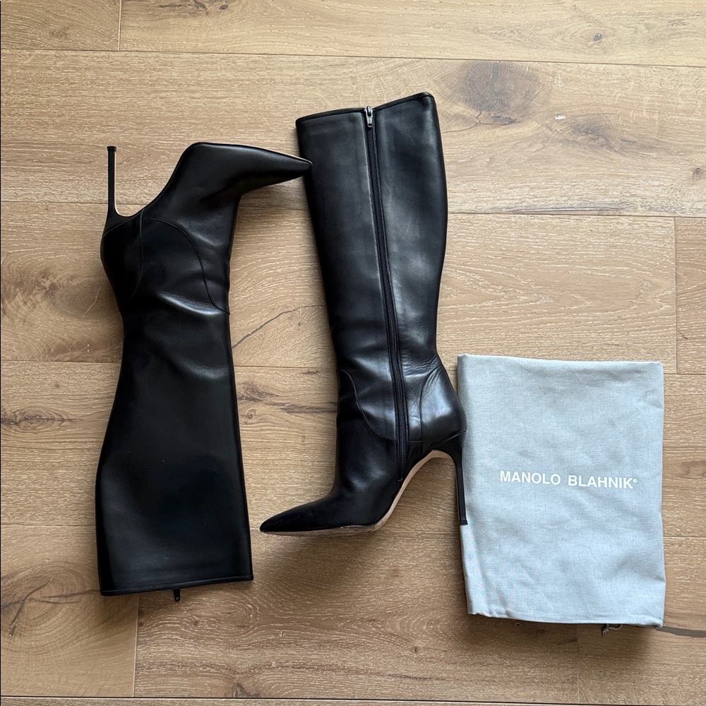 Manolo Blahnik Sleek Black Heeled Boots